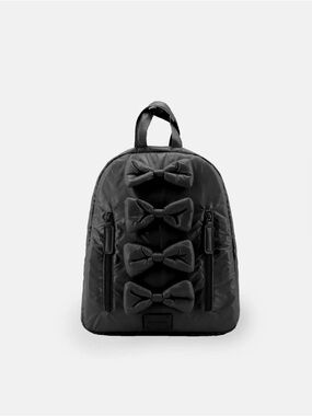 7 AM enfant Bow Detail Backpack in Black puffer nylon NWT